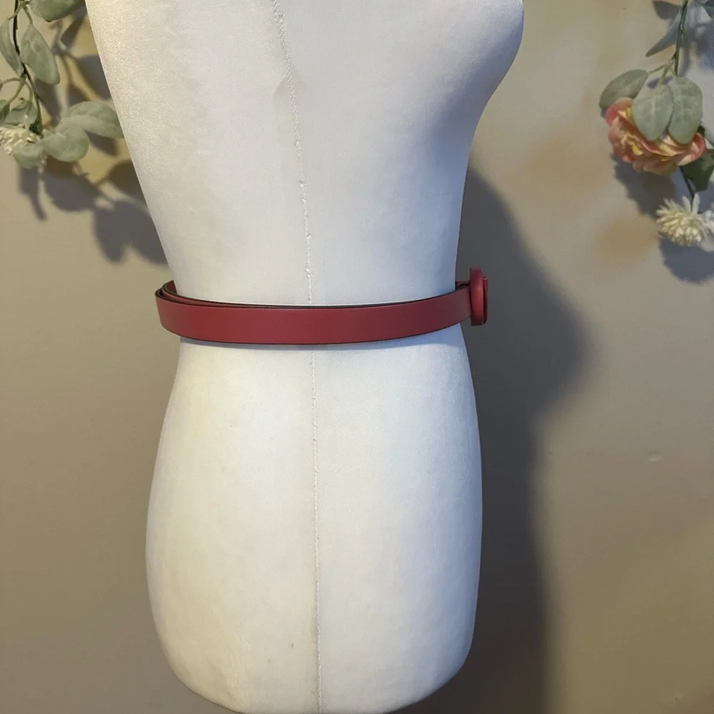 Mario Valentino Logo Slim Leather Belt